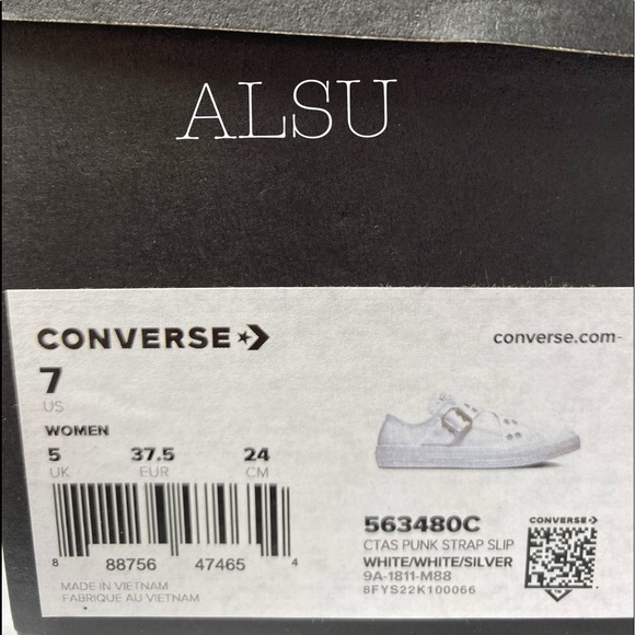 SANTA’S DEAL 🎄 Converse Ctas Punk Strap Slip Leather White Women's Size 563480C - Picture 8 of 8